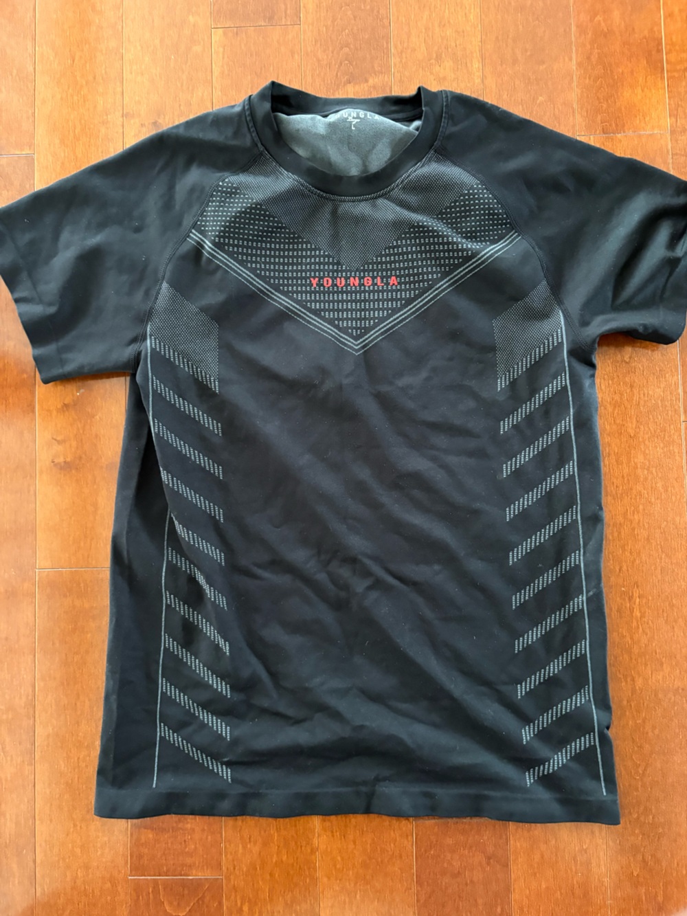 YoungLA Black Performance Tee with Subtle Gray Accents